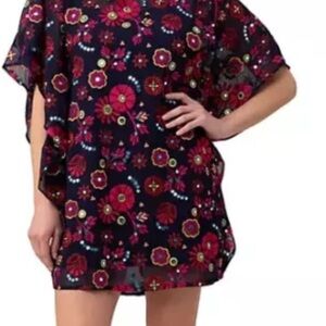 NWT- Trina Turk 'Anissa' Embroidered Caftan Mini-Dress, Multi - Size 6 Small